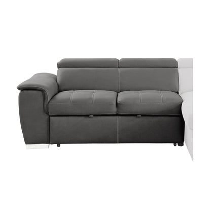 8228GY* (2)2-Piece Sectional with Adjustable Headrests, Pull-out Bed and Right Chaise with Hidden Storage - 8228GY* - Bien Home Furniture &amp; Electronics