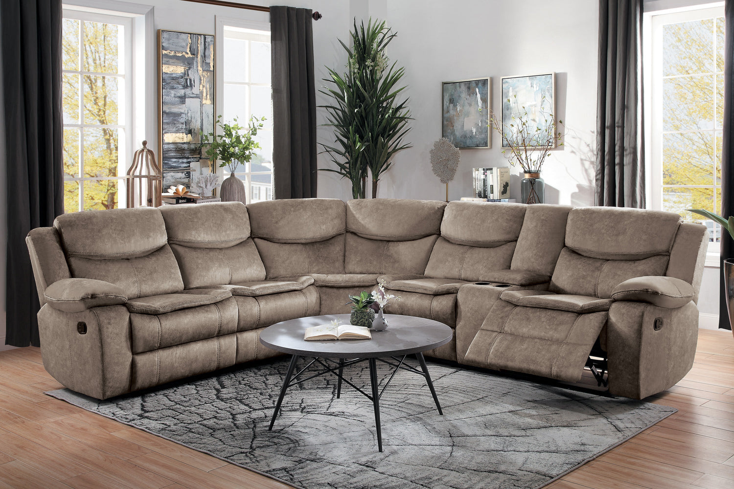 8230FBR*SC (3)3-Piece Sectional with Right Console - 8230FBR*SC - Bien Home Furniture &amp; Electronics