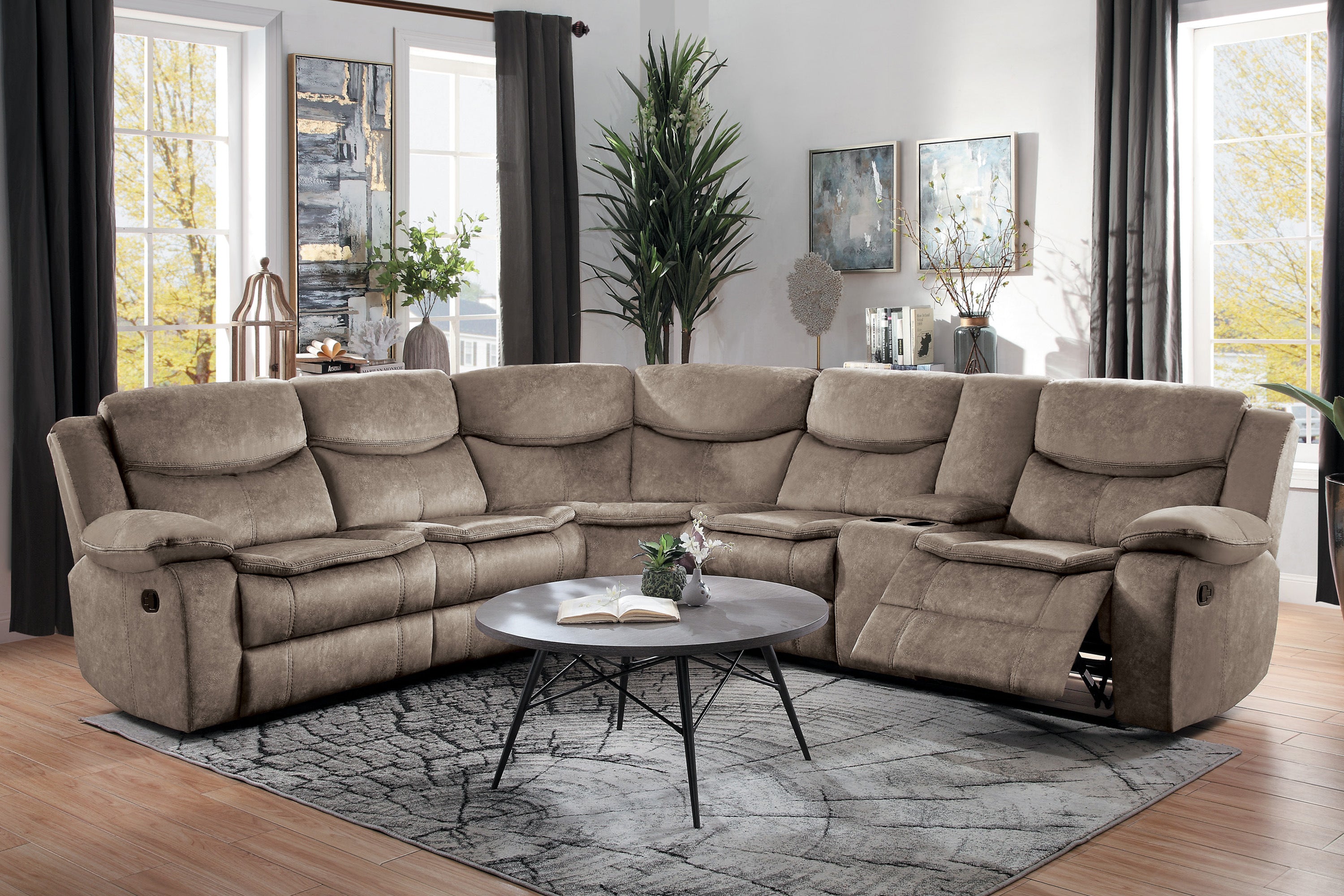 8230FBR*SC (3)3-Piece Sectional with Right Console - 8230FBR*SC - Bien Home Furniture &amp; Electronics