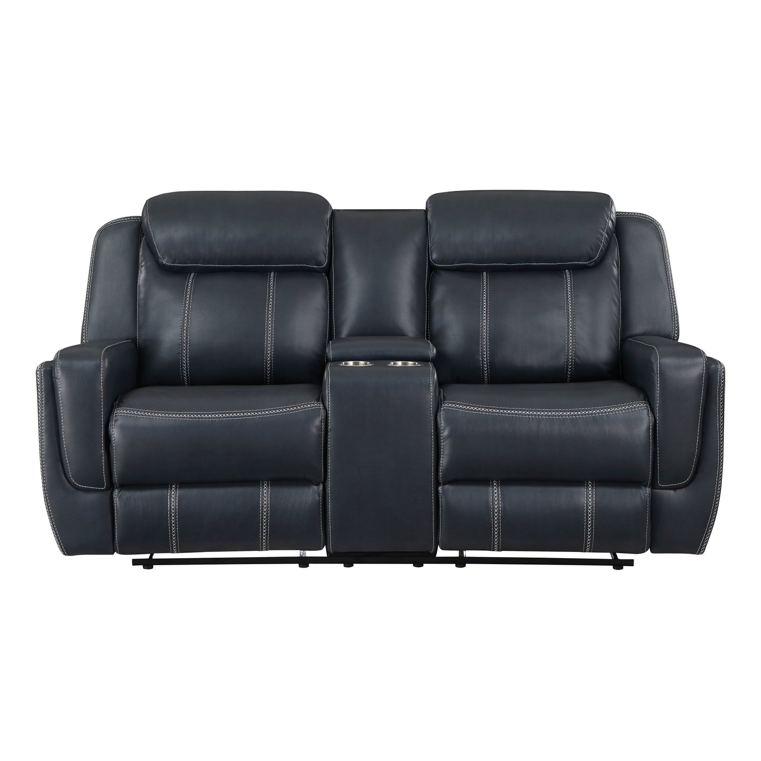 8516BU-2 Double Reclining Love Seat with Center Console, Receptacles and USB Ports - 8516BU-2 - Bien Home Furniture &amp; Electronics