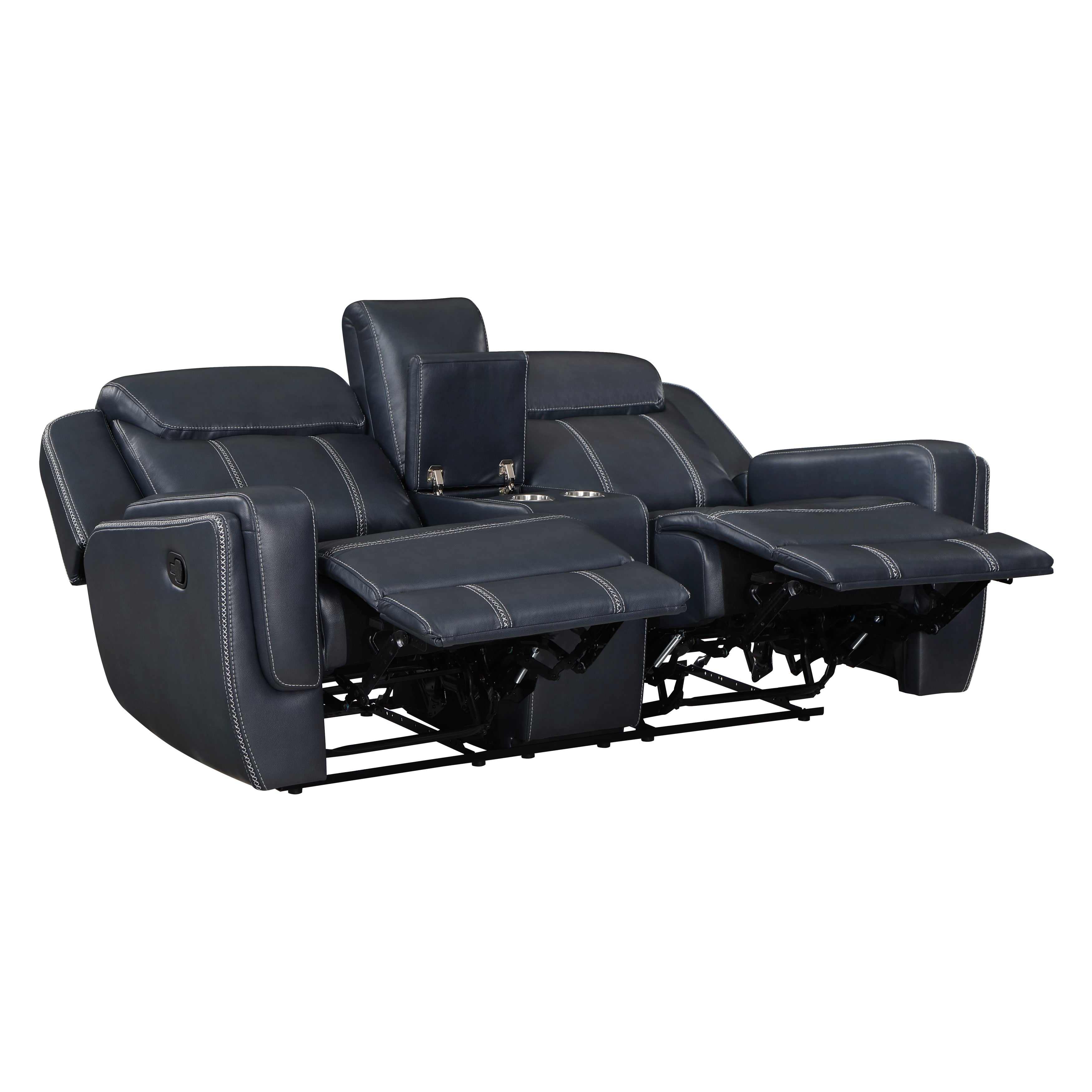 8516BU-2 Double Reclining Love Seat with Center Console, Receptacles and USB Ports - 8516BU-2 - Bien Home Furniture &amp; Electronics