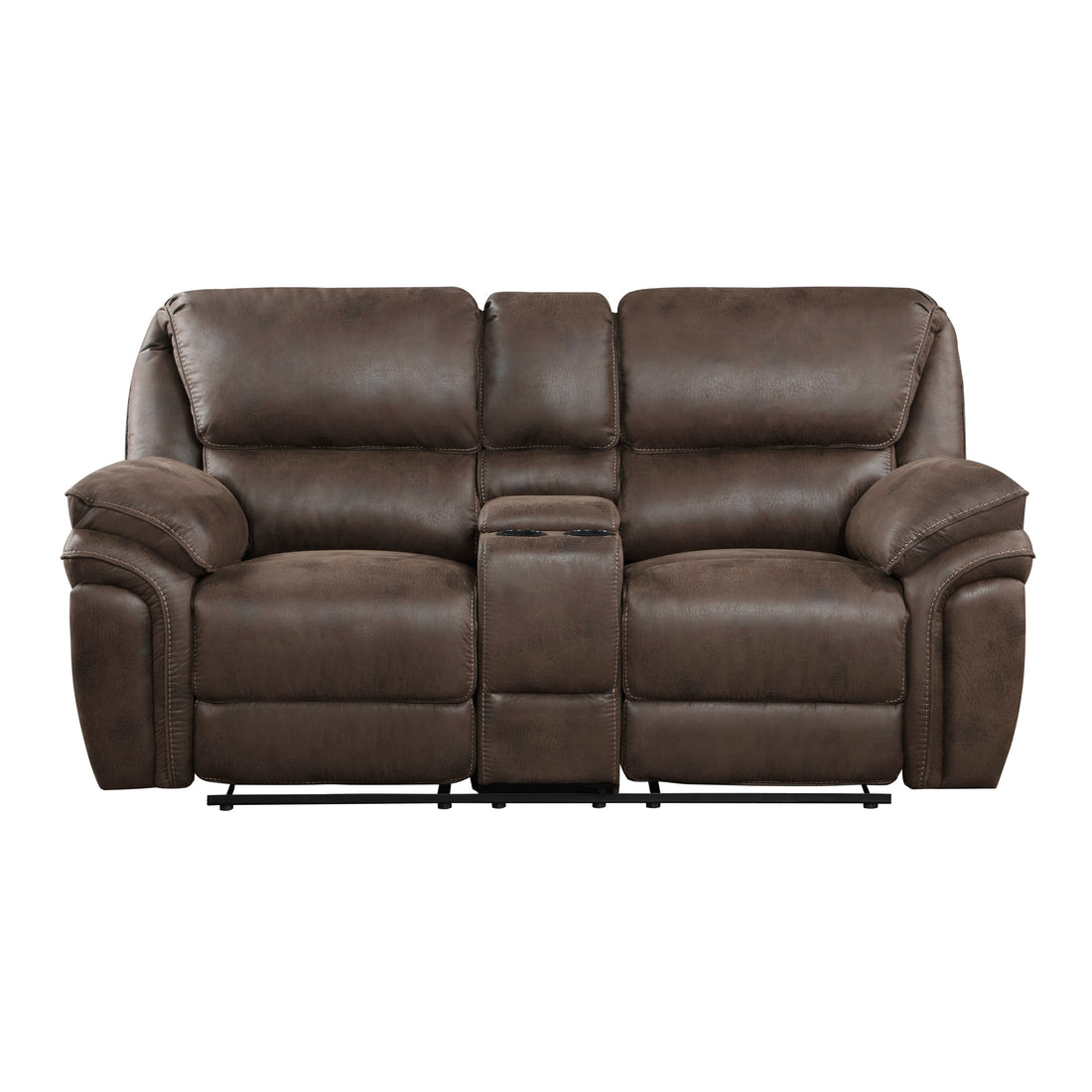 8517BRW-2 Double Reclining Love Seat with Center Console - 8517BRW-2 - Bien Home Furniture & Electronics