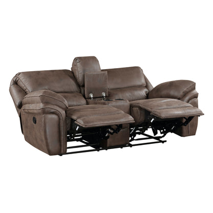 8517BRW-2 Double Reclining Love Seat with Center Console - 8517BRW-2 - Bien Home Furniture &amp; Electronics