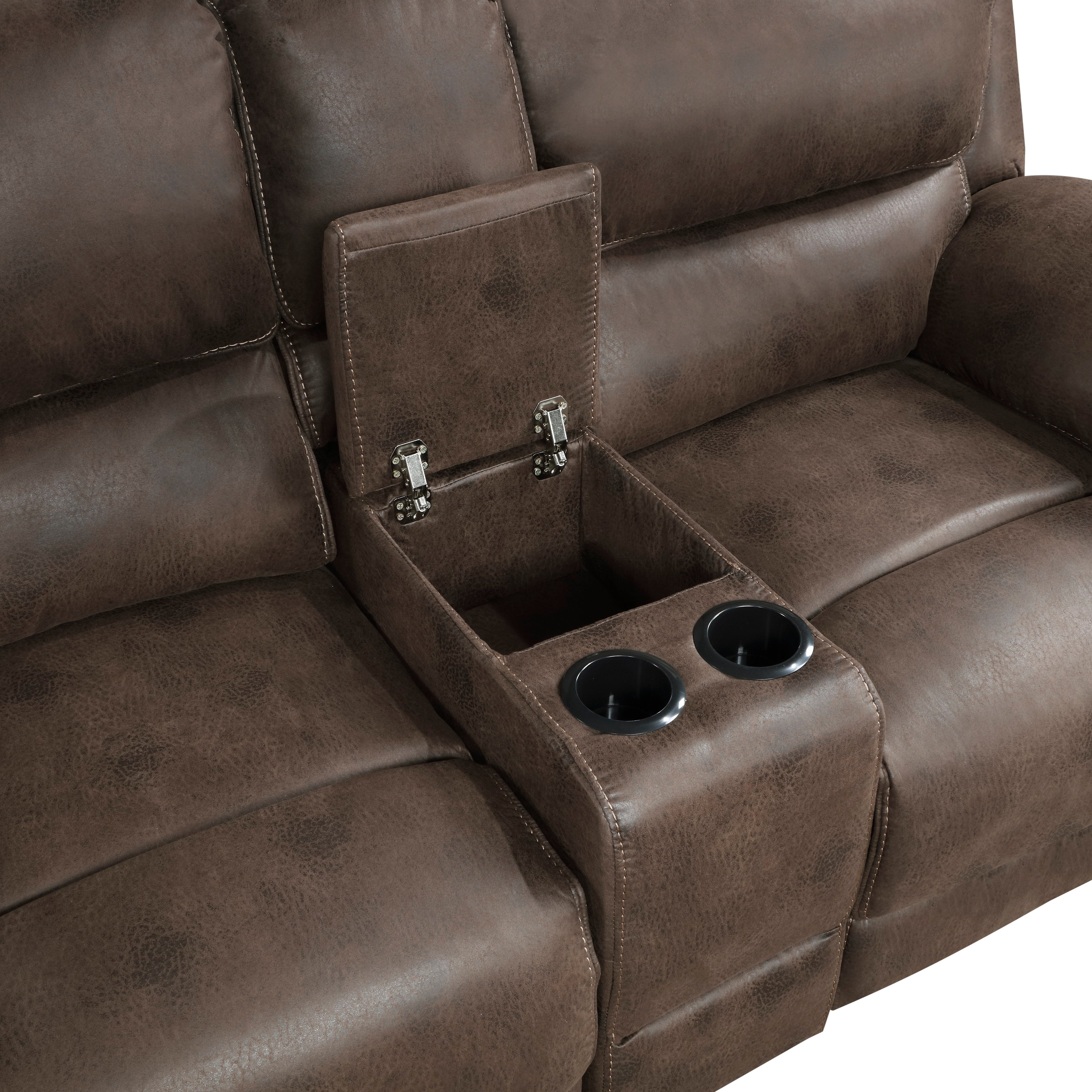 8517BRW-2PW Power Double Reclining Love Seat with Center Console - 8517BRW-2PW - Bien Home Furniture &amp; Electronics