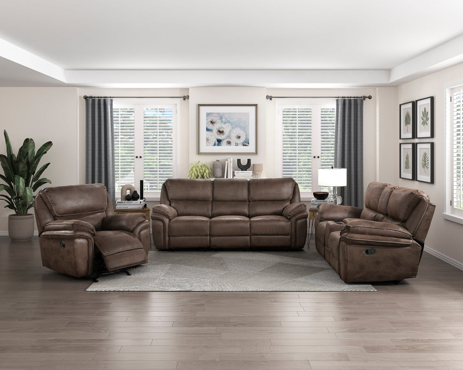 8517BRW-3 Double Reclining Sofa - 8517BRW-3 - Bien Home Furniture &amp; Electronics