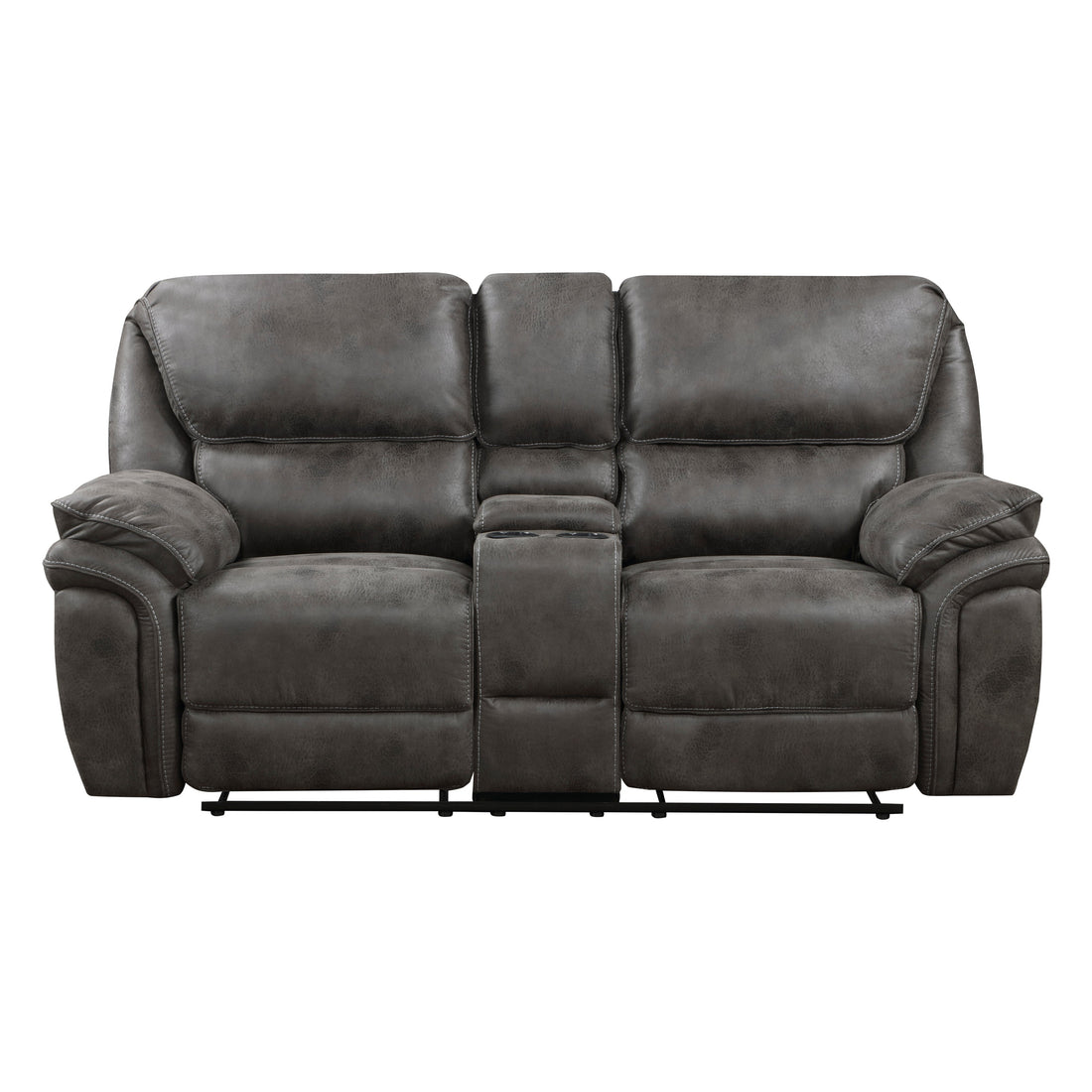 8517GRY-2 Double Reclining Love Seat with Center Console - 8517GRY-2 - Bien Home Furniture & Electronics