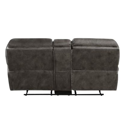 8517GRY-2 Double Reclining Love Seat with Center Console - 8517GRY-2 - Bien Home Furniture &amp; Electronics