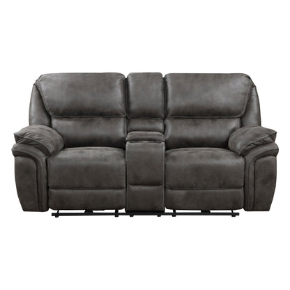 8517GRY-2PW Power Double Reclining Love Seat with Center Console - 8517GRY-2PW - Bien Home Furniture &amp; Electronics