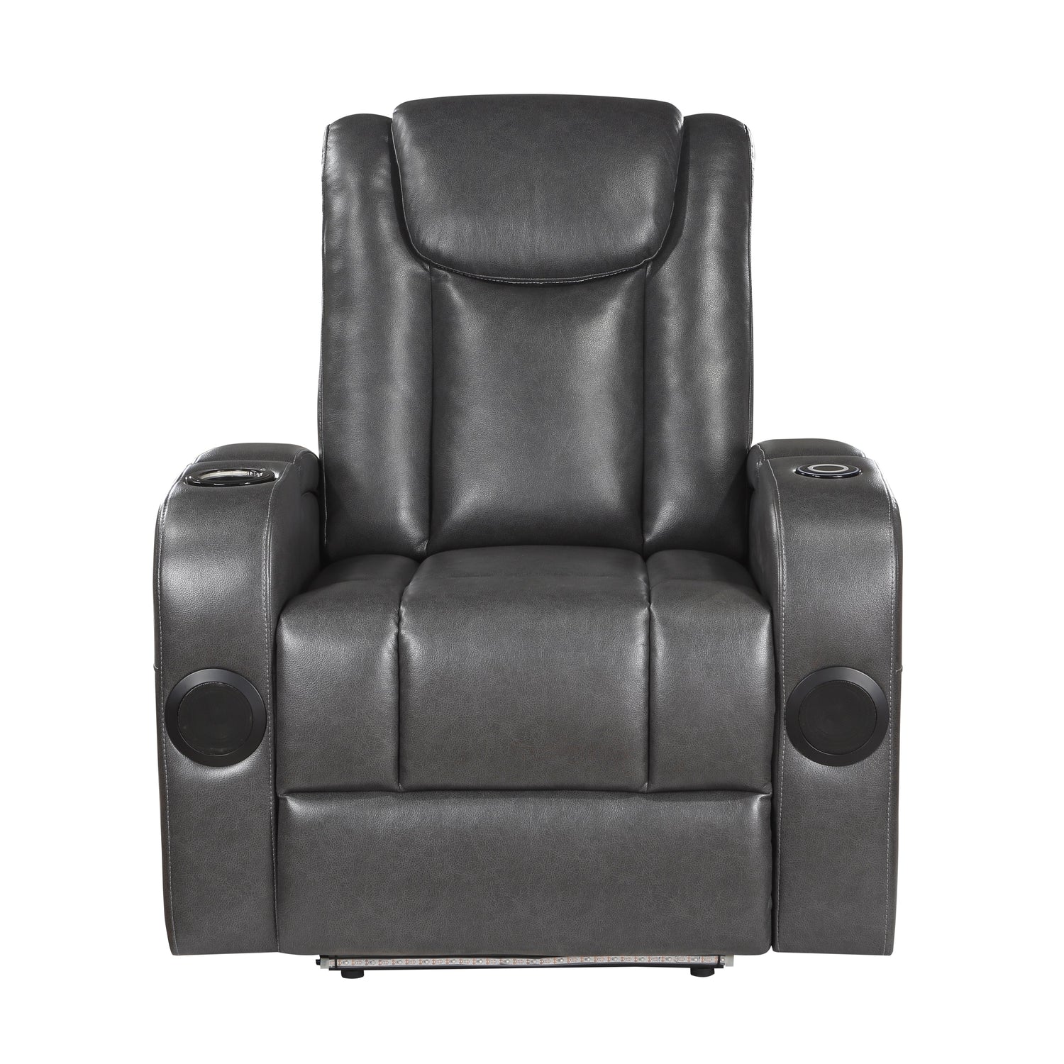 8522GRY-1PW Power Reclining Chair with Wireless Charger, Cooling Cup-Holder, Storage Arms, Speakers, LED Light and USB port - 8522GRY-1PW - Bien Home Furniture &amp; Electronics