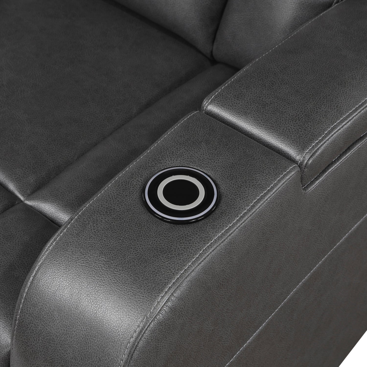 8522GRY-1PW Power Reclining Chair with Wireless Charger, Cooling Cup-Holder, Storage Arms, Speakers, LED Light and USB port - 8522GRY-1PW - Bien Home Furniture &amp; Electronics