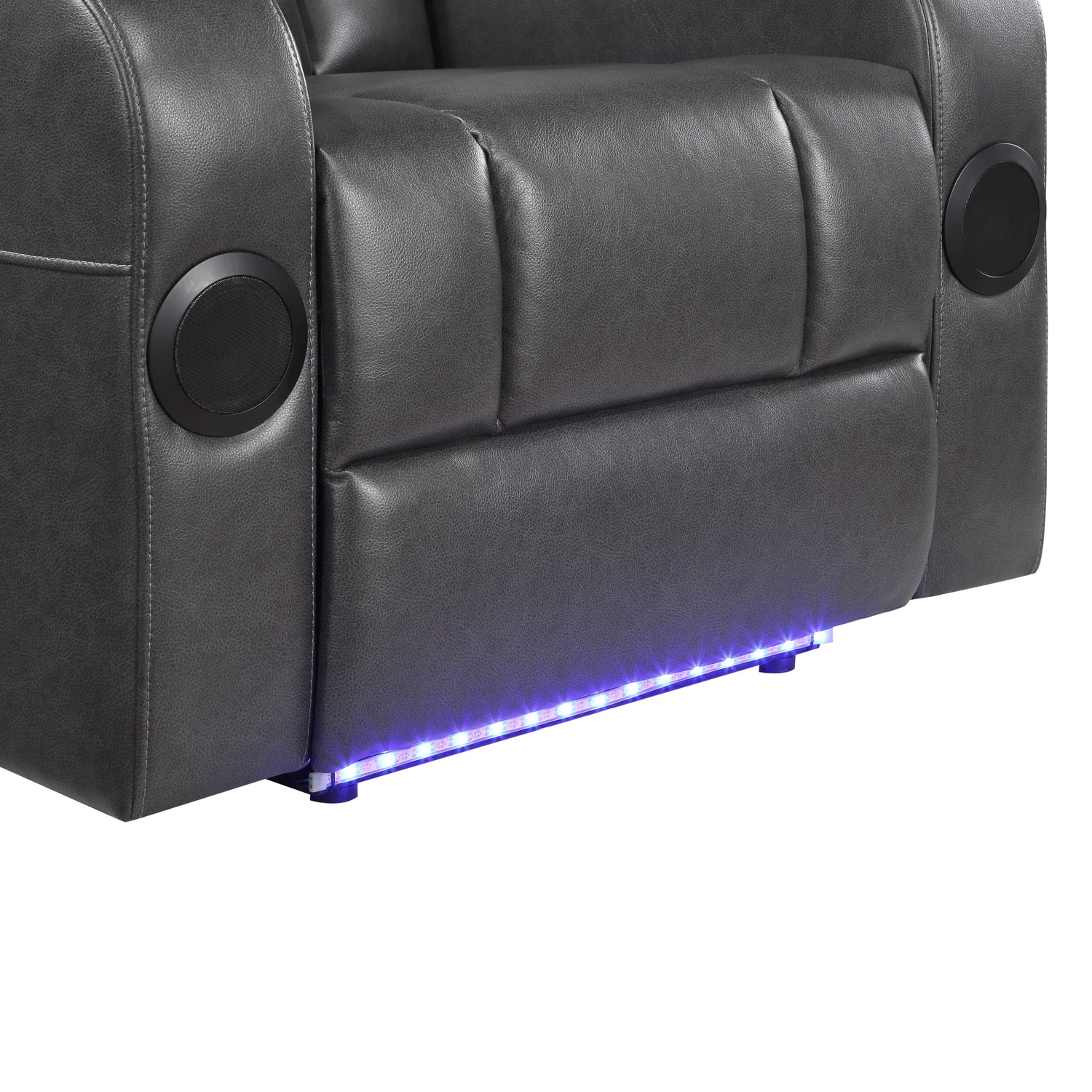 8522GRY-1PW Power Reclining Chair with Wireless Charger, Cooling Cup-Holder, Storage Arms, Speakers, LED Light and USB port - 8522GRY-1PW - Bien Home Furniture &amp; Electronics