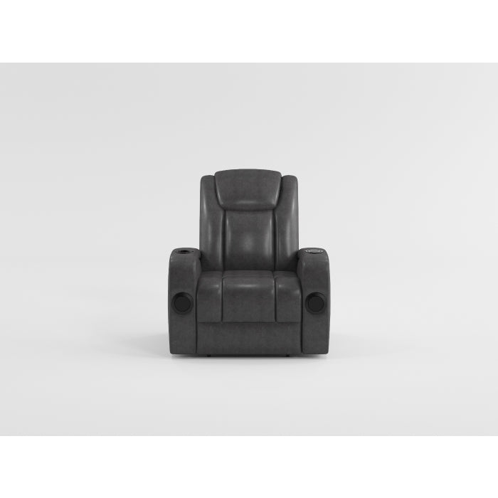8522GRY-1PW Power Reclining Chair with Wireless Charger, Cooling Cup-Holder, Storage Arms, Speakers, LED Light and USB port - 8522GRY-1PW - Bien Home Furniture &amp; Electronics