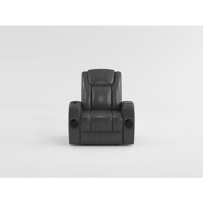 8522GRY-1PW Power Reclining Chair with Wireless Charger, Cooling Cup-Holder, Storage Arms, Speakers, LED Light and USB port - 8522GRY-1PW - Bien Home Furniture &amp; Electronics