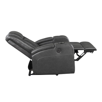 8522GRY-1PW Power Reclining Chair with Wireless Charger, Cooling Cup-Holder, Storage Arms, Speakers, LED Light and USB port - 8522GRY-1PW - Bien Home Furniture &amp; Electronics