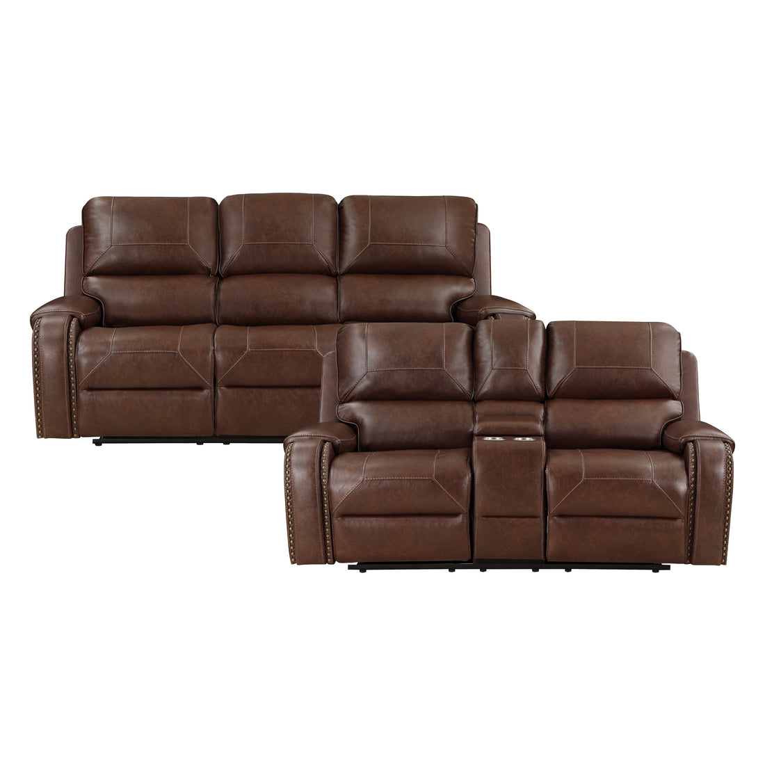 8549BRW*2 2pc Set: Sofa, Love - 8549BRW*2 - Bien Home Furniture &amp; Electronics
