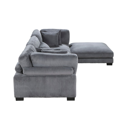 8555GY*4OT (4)4-Piece Modular Sectional with Ottoman - 8555GY*4OT - Bien Home Furniture &amp; Electronics