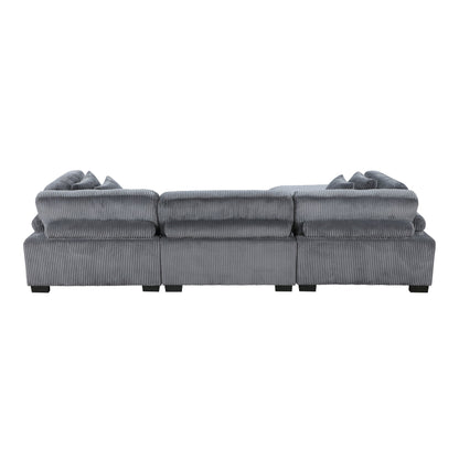 8555GY*4OT (4)4-Piece Modular Sectional with Ottoman - 8555GY*4OT - Bien Home Furniture &amp; Electronics