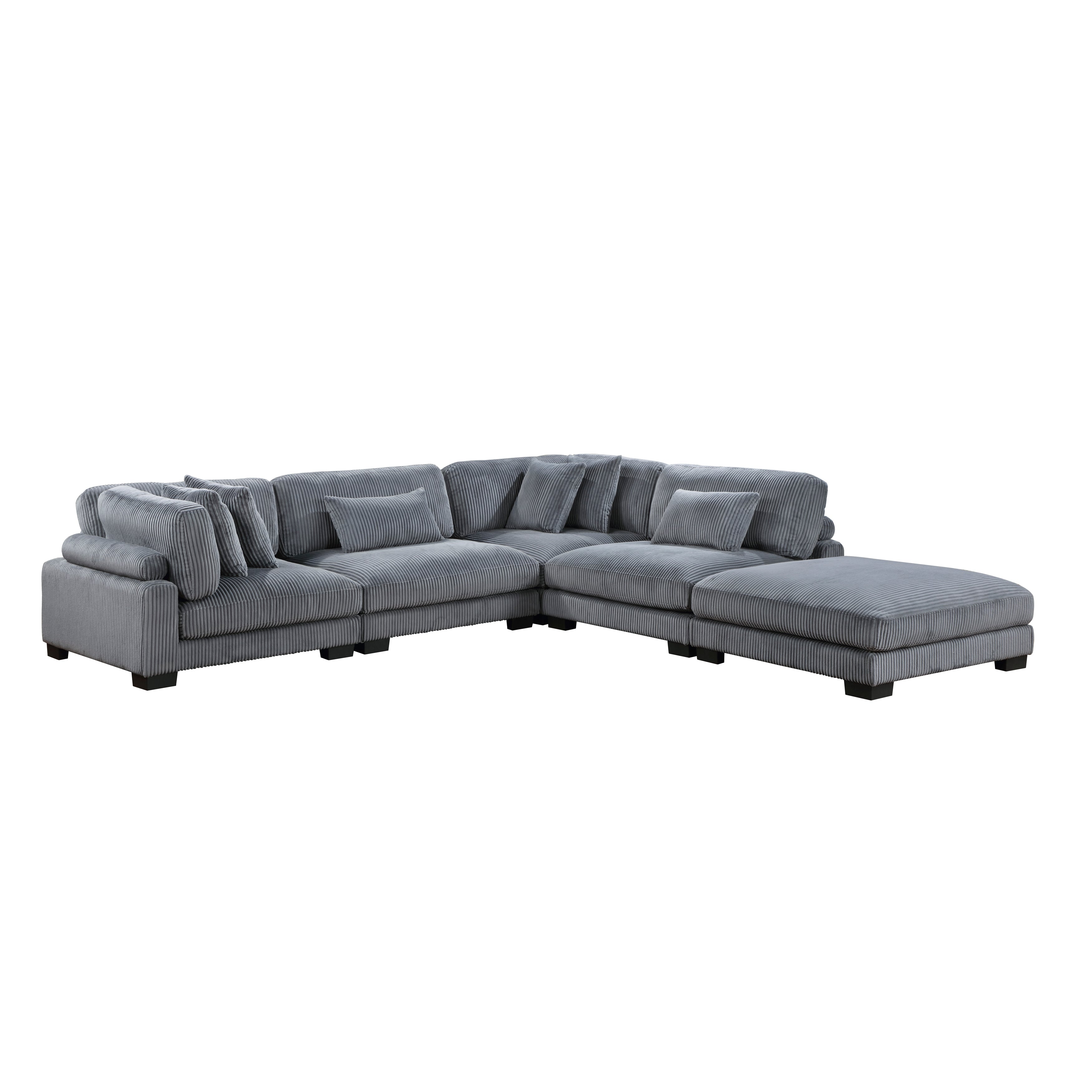 8555GY*5OT (5)5-Piece Modular Sectional with Ottoman - 8555GY*5OT - Bien Home Furniture &amp; Electronics