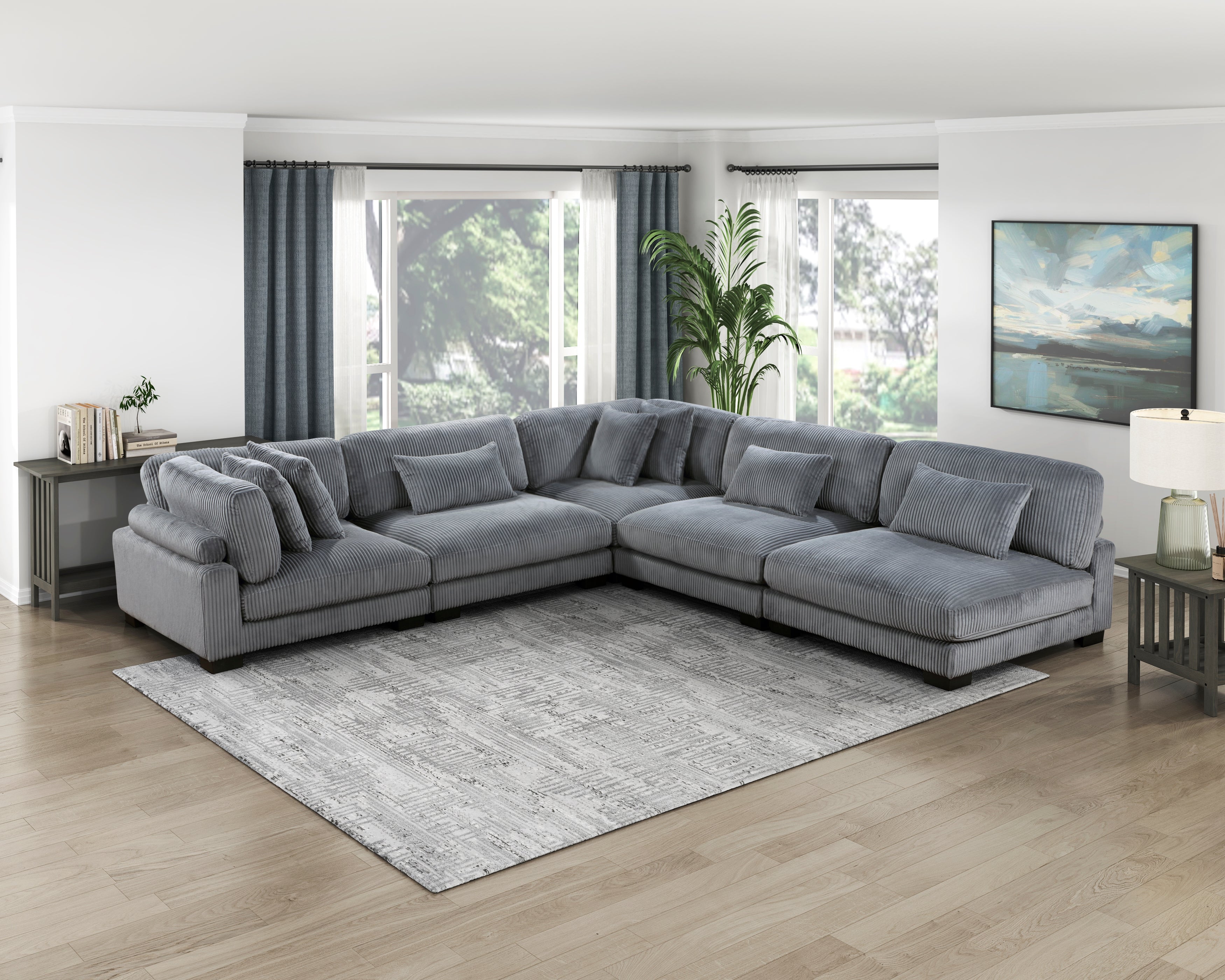 8555GY*5SC (5)5-Piece Modular Sectional - 8555GY*5SC - Bien Home Furniture &amp; Electronics