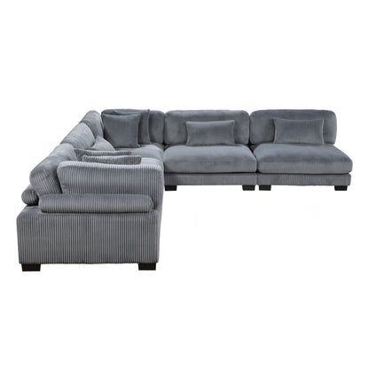 8555GY*5SC (5)5-Piece Modular Sectional - 8555GY*5SC - Bien Home Furniture &amp; Electronics