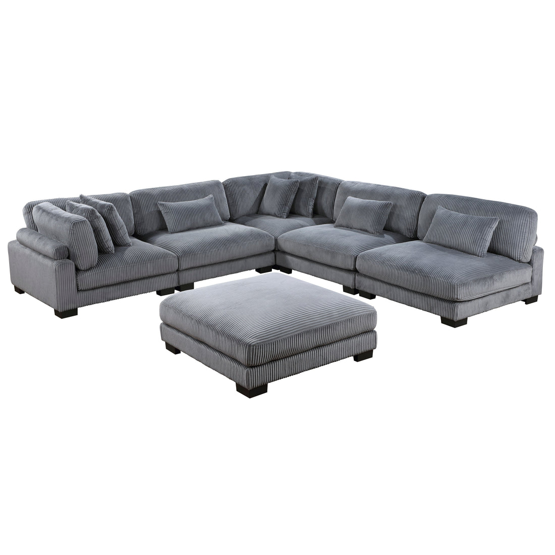 8555GY*6OT (6)6-Piece Modular Sectional with Ottoman - 8555GY*6OT - Bien Home Furniture &amp; Electronics
