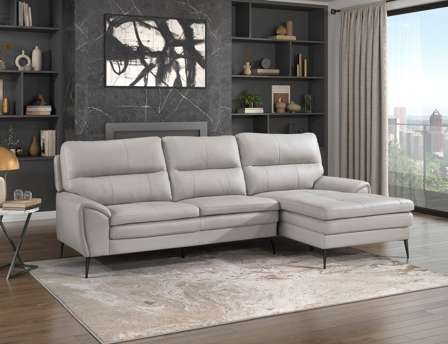 8577GY*SC (2)2-Piece Sectional with Right Chaise - 8577GY*SC - Bien Home Furniture &amp; Electronics