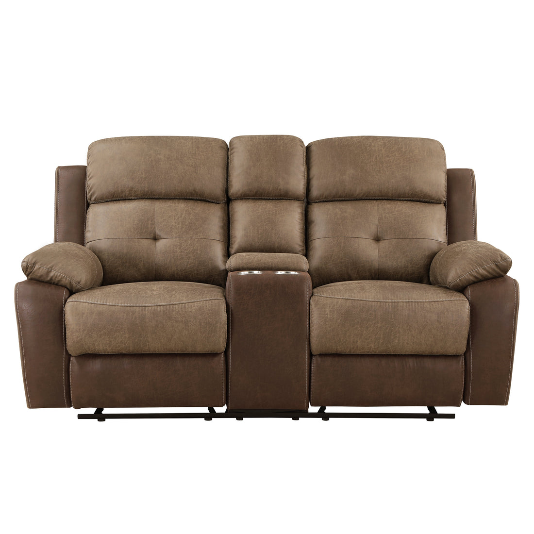 8599BR-2 Double Glider Reclining Love Seat with Center Console - 8599BR-2 - Bien Home Furniture & Electronics