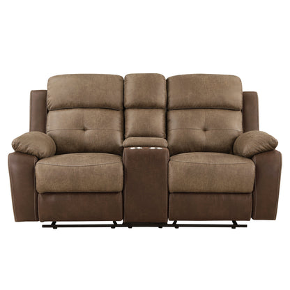 8599BR-2 Double Glider Reclining Love Seat with Center Console - 8599BR-2 - Bien Home Furniture &amp; Electronics