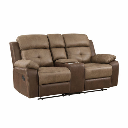 8599BR-2 Double Glider Reclining Love Seat with Center Console - 8599BR-2 - Bien Home Furniture &amp; Electronics