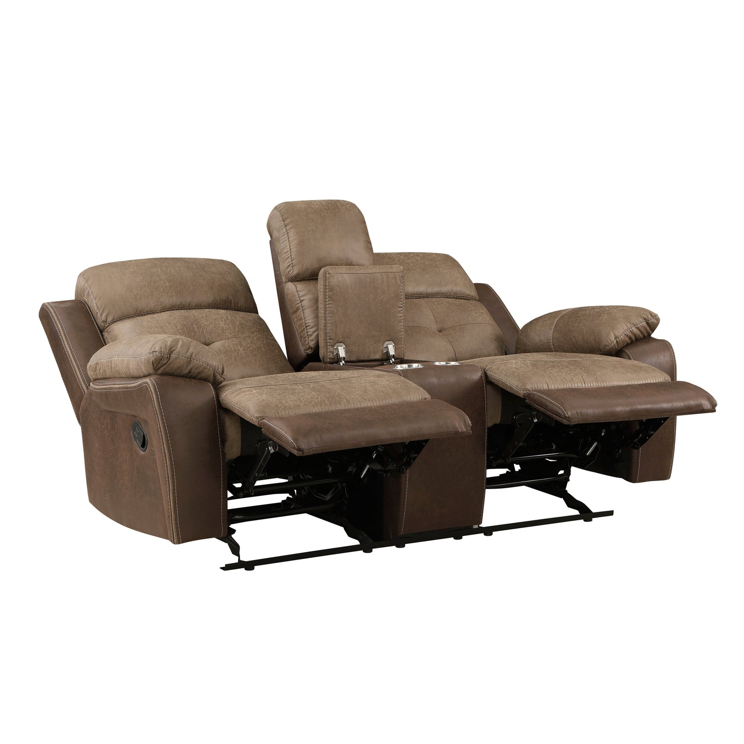 8599BR-2 Double Glider Reclining Love Seat with Center Console - 8599BR-2 - Bien Home Furniture &amp; Electronics