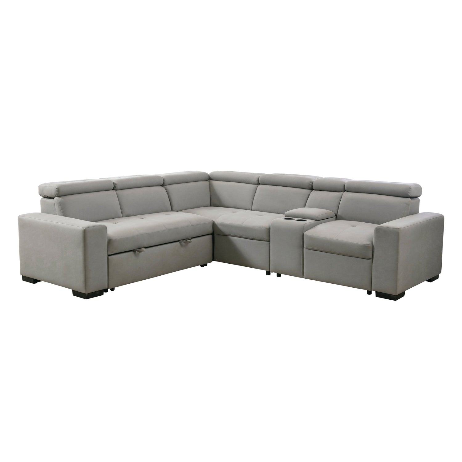 9219GY*SC (3)3-Piece Sectional with Adjustable Headrests, Pull-out Bed and Console - 9219GY*SC - Bien Home Furniture &amp; Electronics