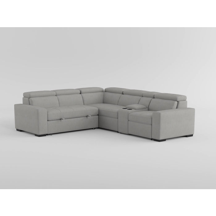 9219GY*SC (3)3-Piece Sectional with Adjustable Headrests, Pull-out Bed and Console - 9219GY*SC - Bien Home Furniture &amp; Electronics