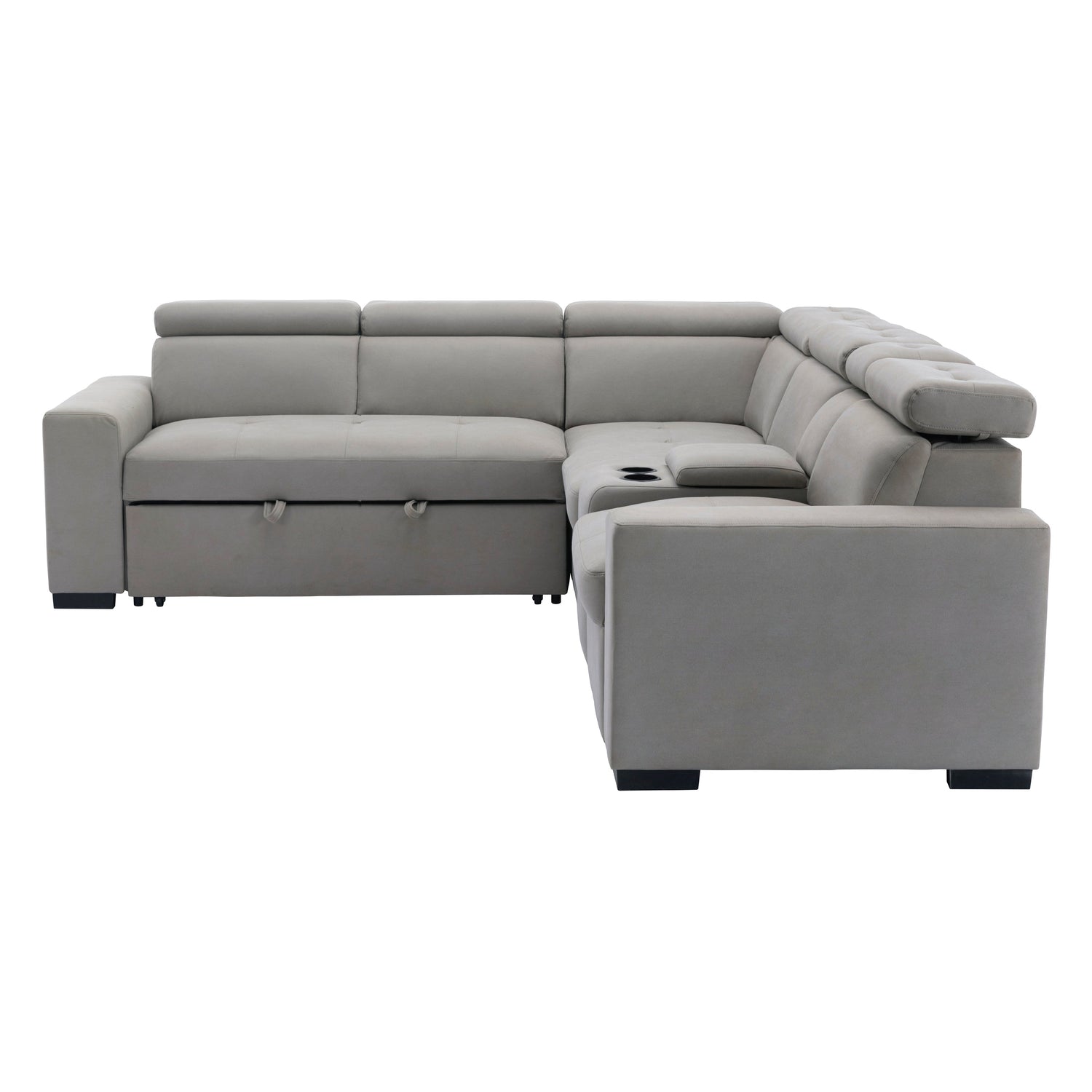 9219GY*SC (3)3-Piece Sectional with Adjustable Headrests, Pull-out Bed and Console - 9219GY*SC - Bien Home Furniture &amp; Electronics