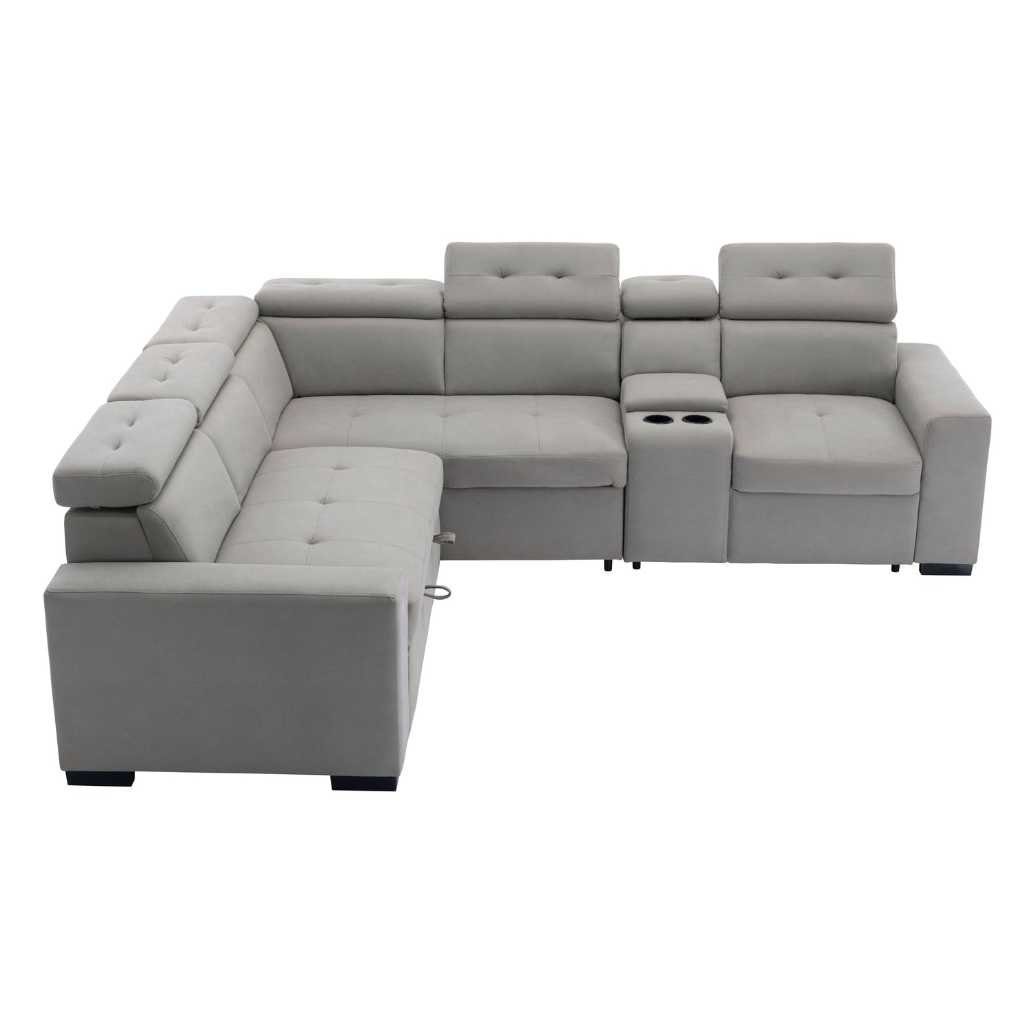 9219GY*SC (3)3-Piece Sectional with Adjustable Headrests, Pull-out Bed and Console - 9219GY*SC - Bien Home Furniture &amp; Electronics