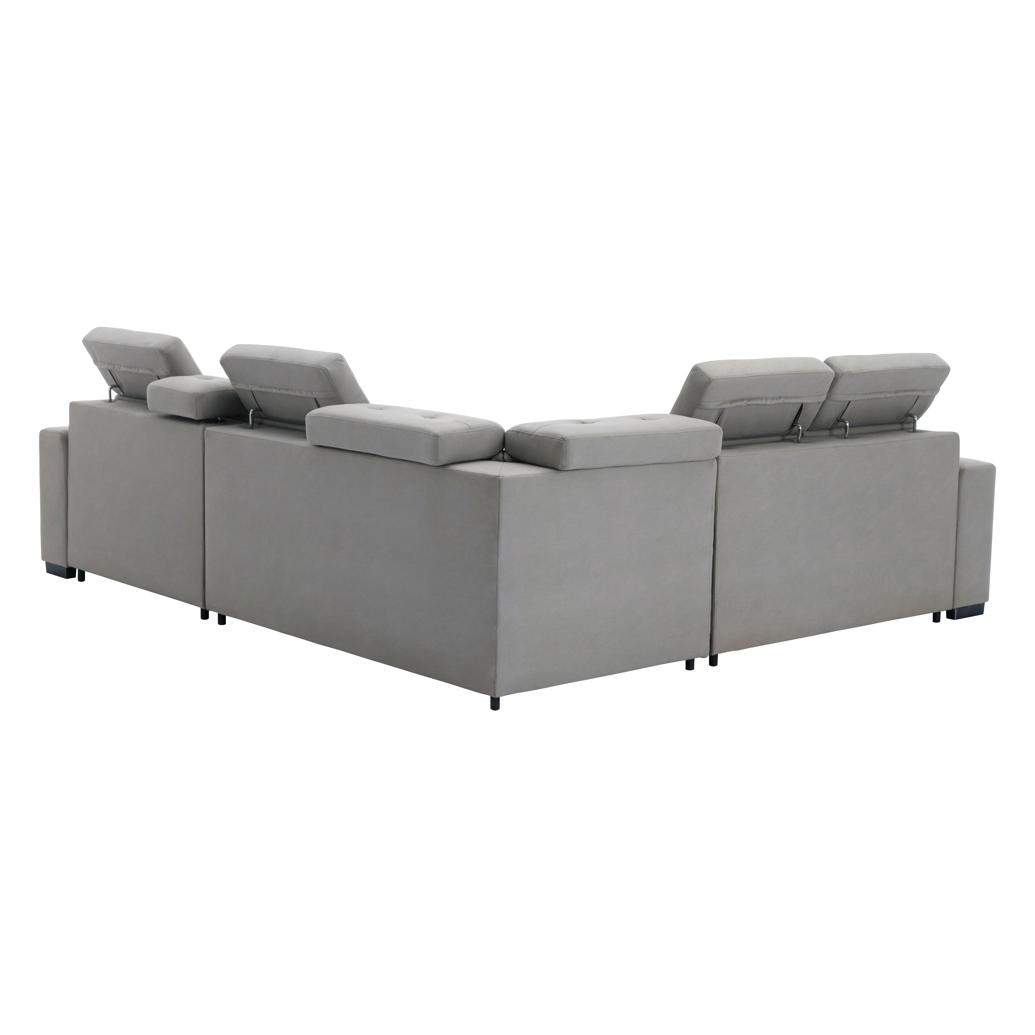 9219GY*SC (3)3-Piece Sectional with Adjustable Headrests, Pull-out Bed and Console - 9219GY*SC - Bien Home Furniture &amp; Electronics