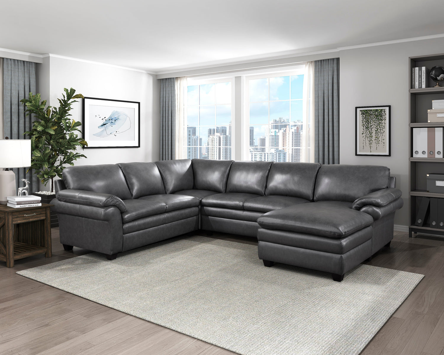 9267GY*42LRC (4)4-Piece Sectional with Right Chaise - 9267GY*42LRC - Bien Home Furniture &amp; Electronics