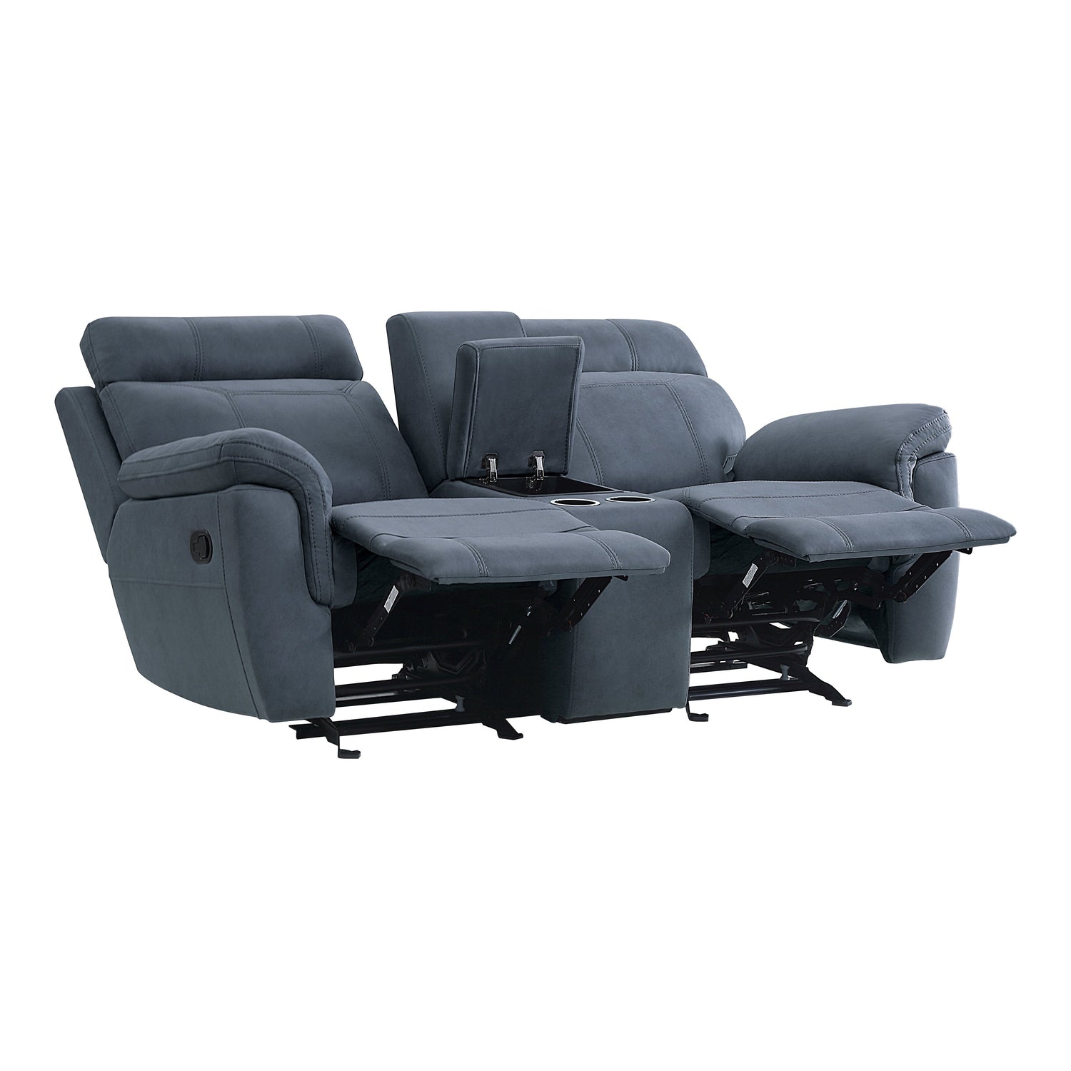 9301BUE-2 Double Glider Reclining Love Seat with Center Console - 9301BUE-2 - Bien Home Furniture &amp; Electronics