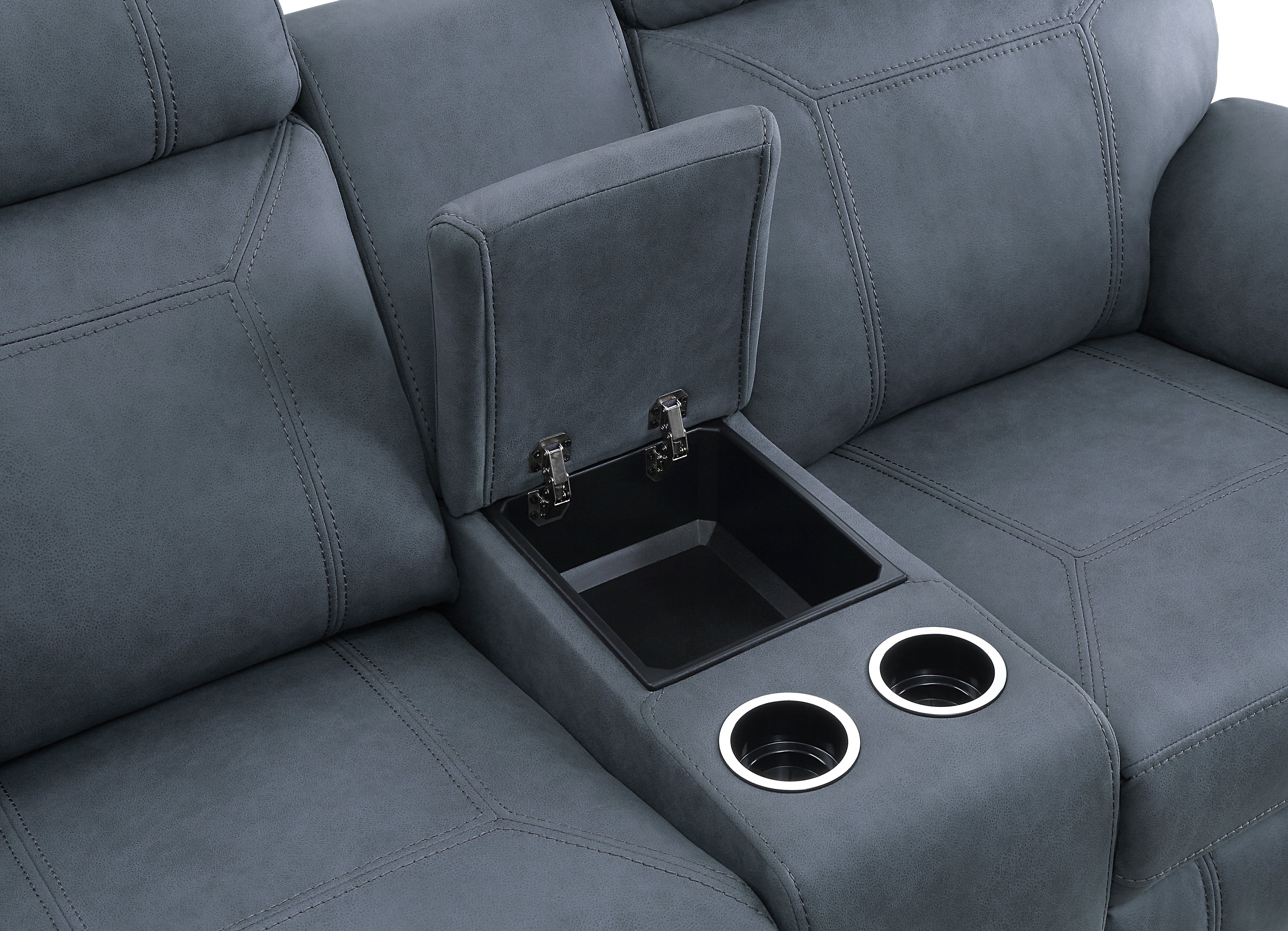9301BUE-2 Double Glider Reclining Love Seat with Center Console - 9301BUE-2 - Bien Home Furniture &amp; Electronics