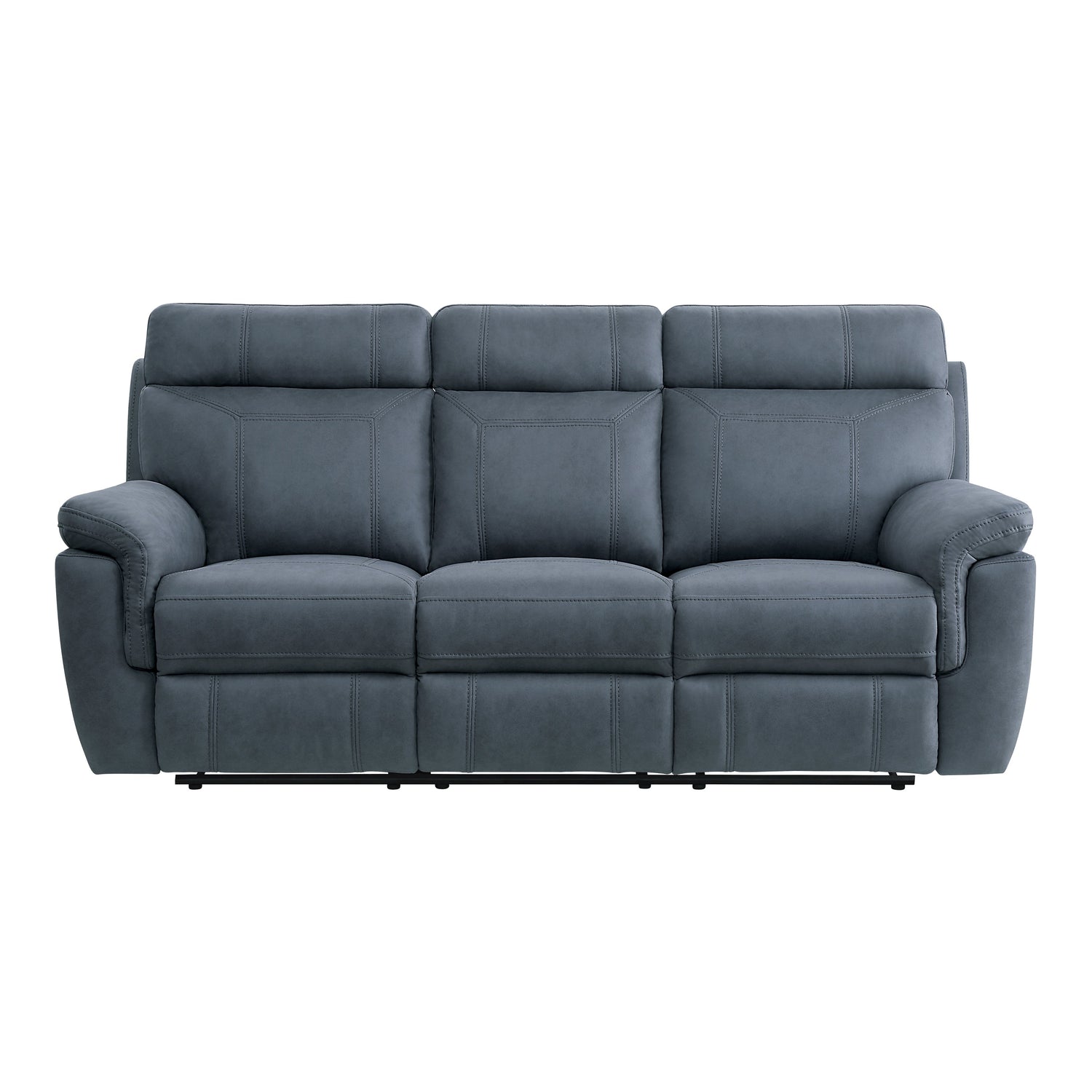 9301BUE-3 Double Reclining Sofa with Center Drop-Down Cup Holders - 9301BUE-3 - Bien Home Furniture &amp; Electronics