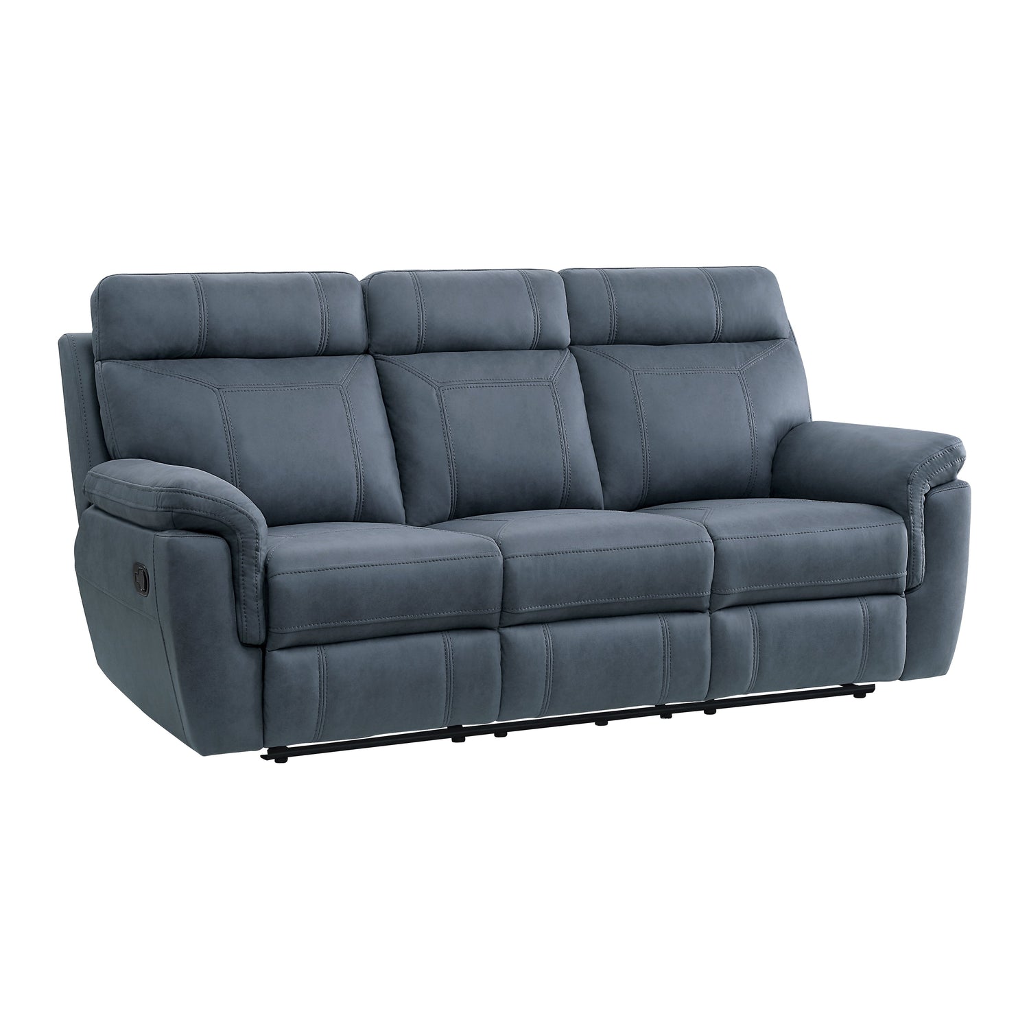 9301BUE-3 Double Reclining Sofa with Center Drop-Down Cup Holders - 9301BUE-3 - Bien Home Furniture &amp; Electronics