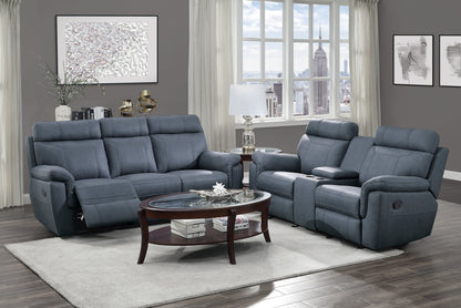 9301BUE-3 Double Reclining Sofa with Center Drop-Down Cup Holders - 9301BUE-3 - Bien Home Furniture &amp; Electronics