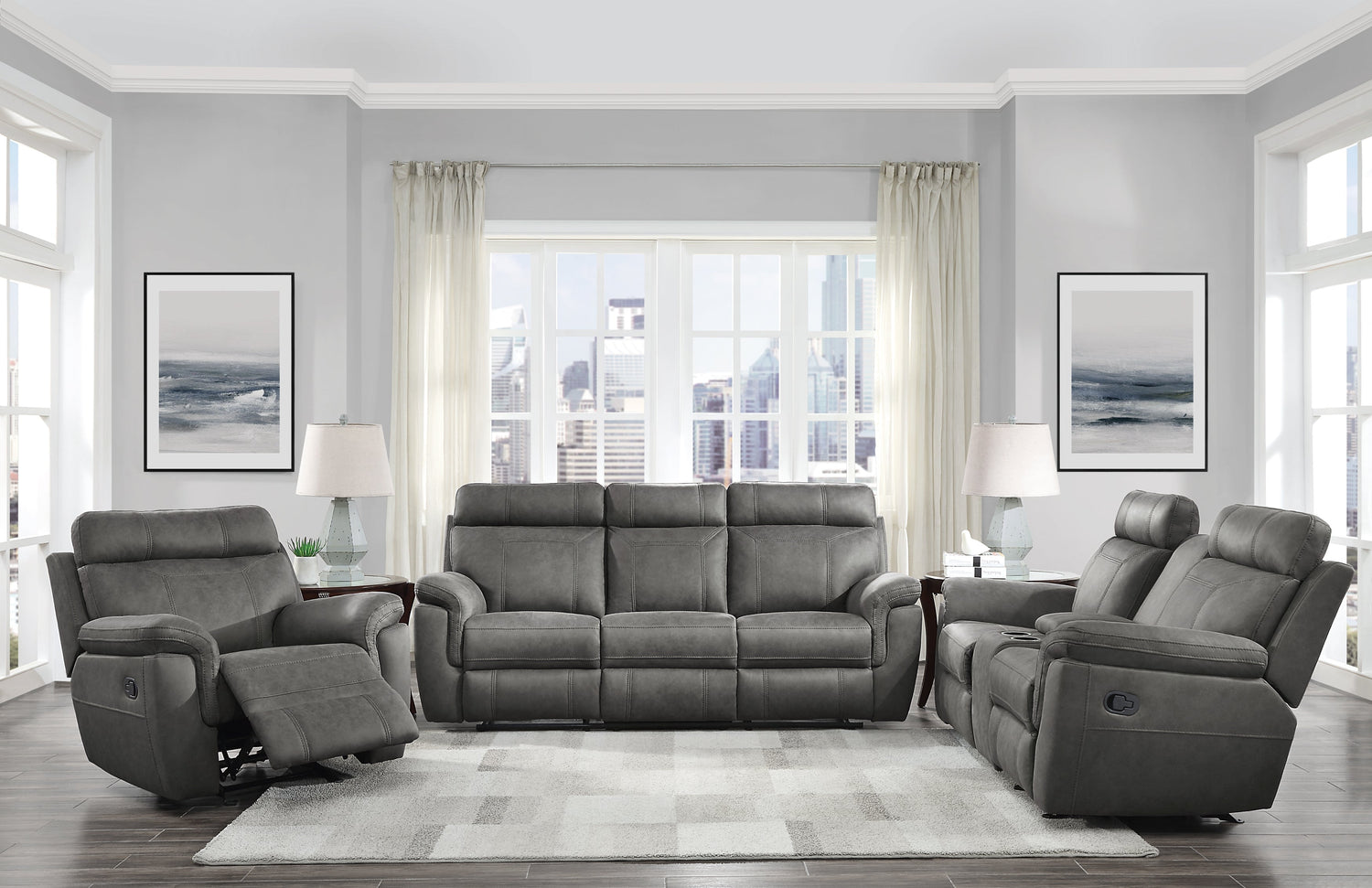 9301GRY-1 Glider Reclining Chair - 9301GRY-1 - Bien Home Furniture &amp; Electronics
