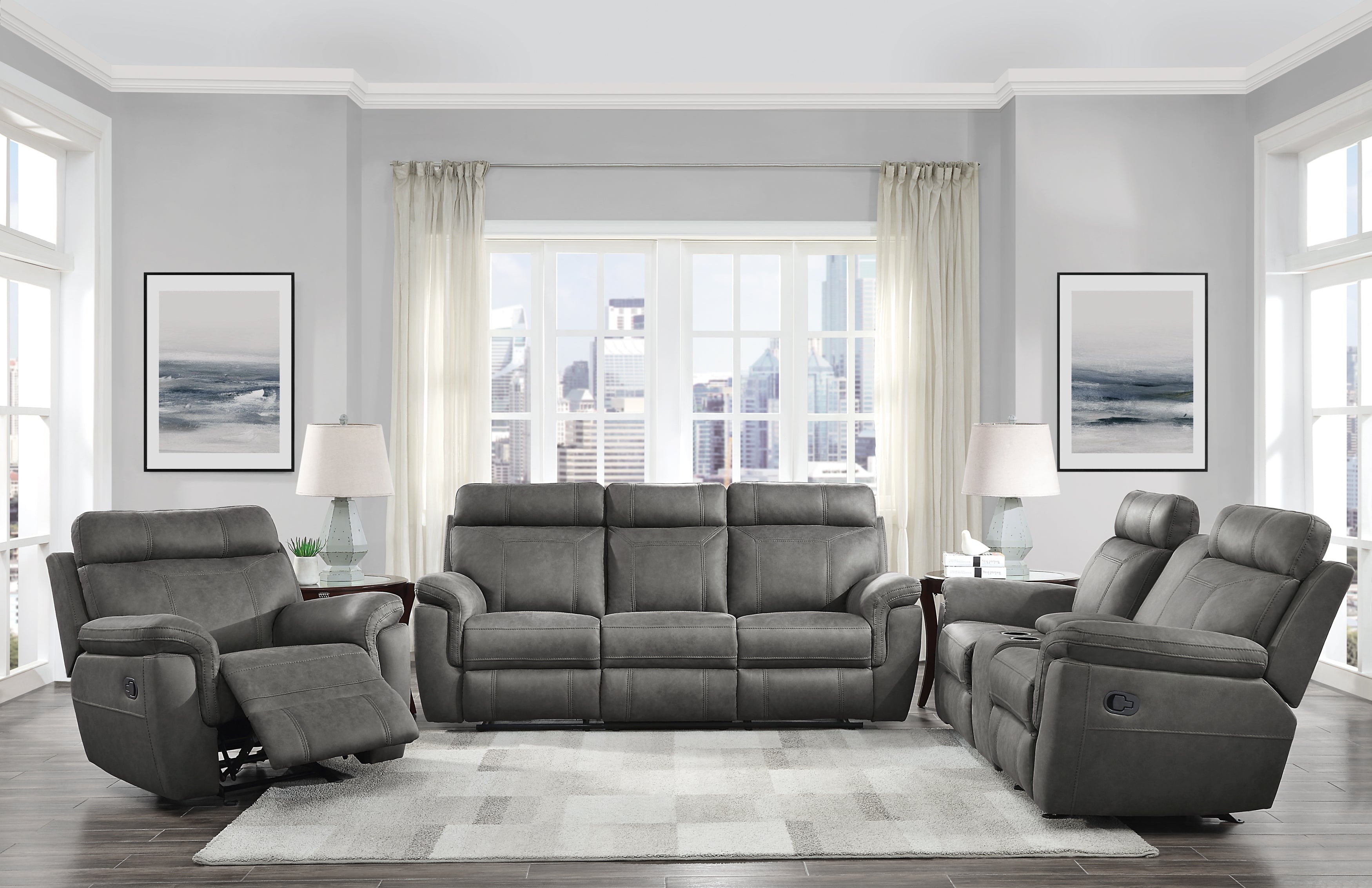 9301GRY-1 Glider Reclining Chair - 9301GRY-1 - Bien Home Furniture &amp; Electronics