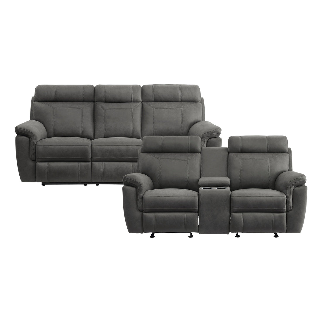 9301GRY*2 2pc Set: Sofa, Love - 9301GRY*2 - Bien Home Furniture &amp; Electronics