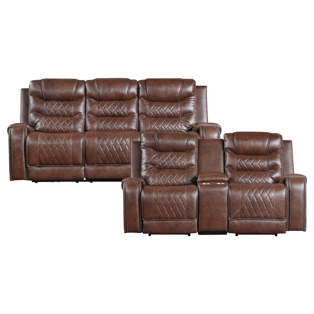 9405BR*2PW 2pc Set: Sofa, Love (Power) - 9405BR*2PW - Bien Home Furniture &amp; Electronics