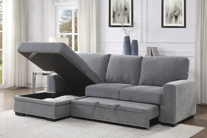 9468DG*2LC2R (2)2-Piece Sectional with Pull-out Bed and Left Chaise with Hidden Storage - 9468DG*2LC2R - Bien Home Furniture &amp; Electronics