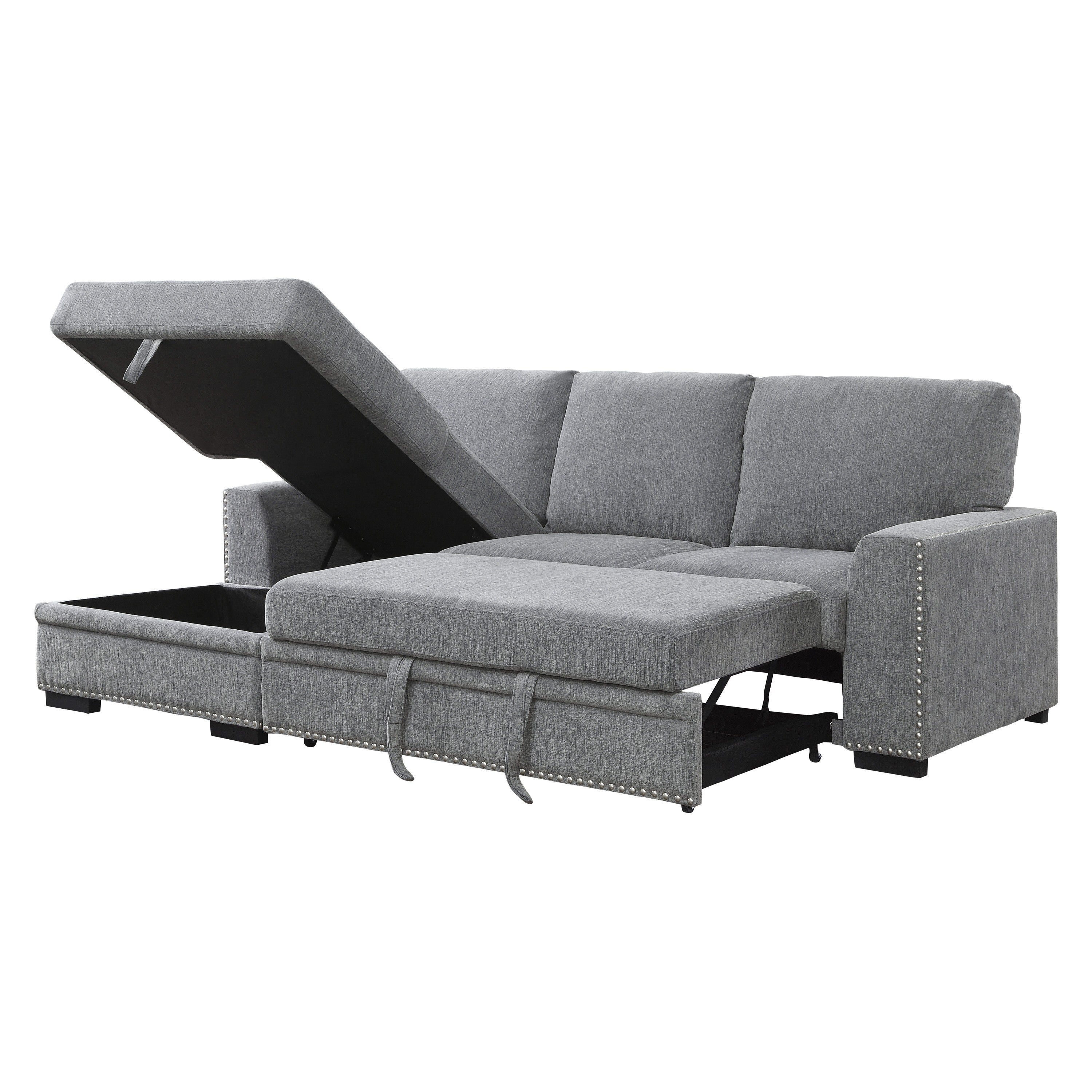 9468DG*2LC2R (2)2-Piece Sectional with Pull-out Bed and Left Chaise with Hidden Storage - 9468DG*2LC2R - Bien Home Furniture &amp; Electronics