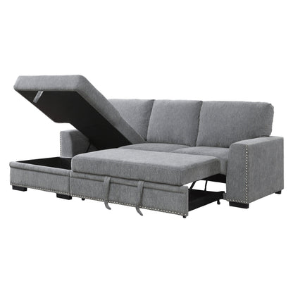 9468DG*2LC2R (2)2-Piece Sectional with Pull-out Bed and Left Chaise with Hidden Storage - 9468DG*2LC2R - Bien Home Furniture &amp; Electronics