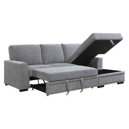 9468DG*2RC2L (2)2-Piece Sectional with Pull-out Bed and Right Chaise with Hidden Storage - 9468DG*2RC2L - Bien Home Furniture &amp; Electronics