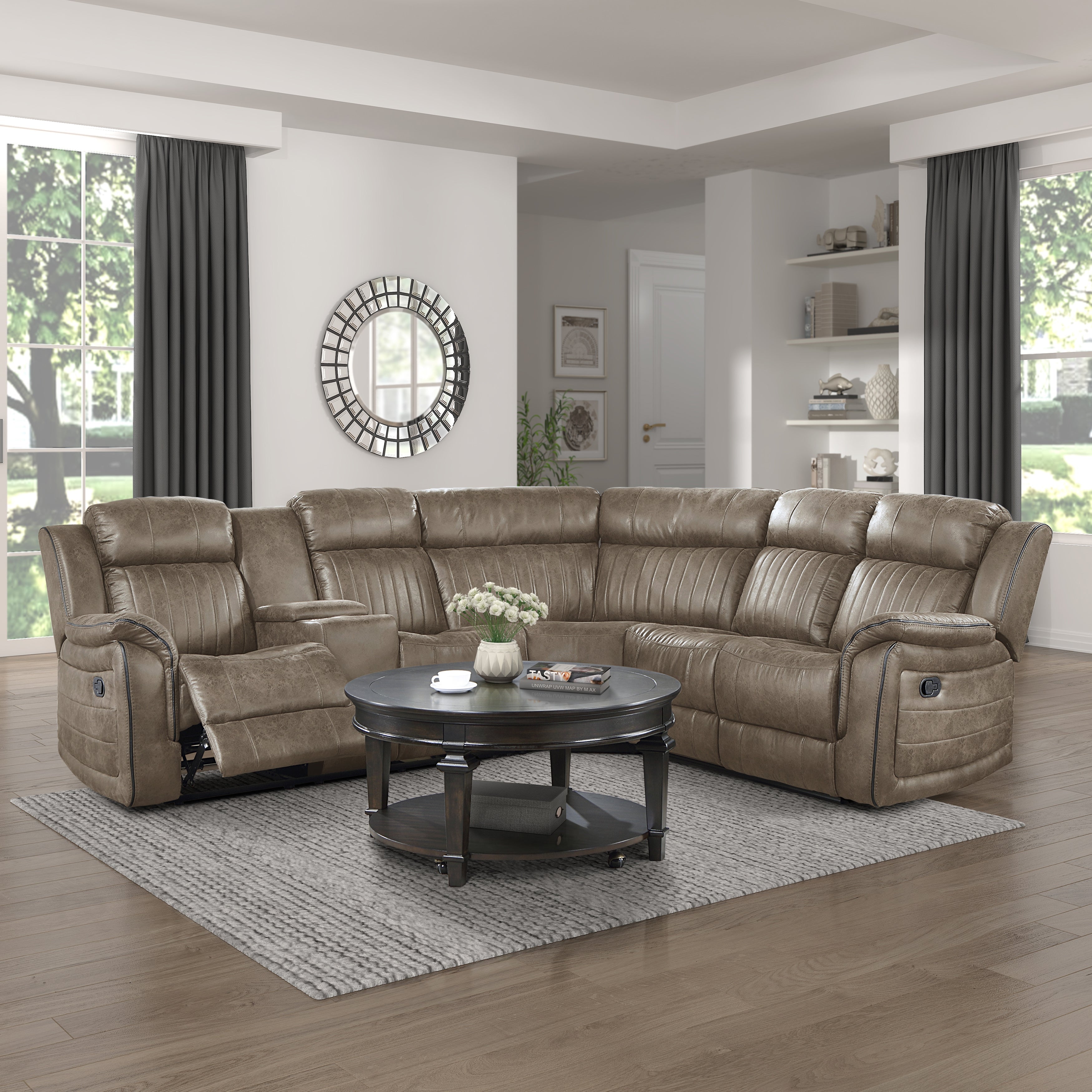 9479SDB*SC (3)3-Piece Reclining Sectional with Left Console - 9479SDB*SC - Bien Home Furniture &amp; Electronics